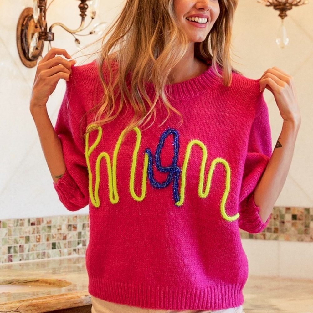 BiBi MOM Contrast Round Neck Sweater